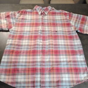 Wrangler 2X Button Up Men's 2XL  Blue/Orange Plaid Rodeo Western